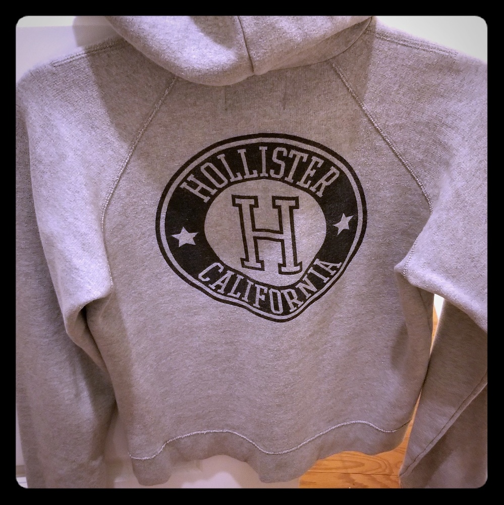 Hollister zipper hooded grey jacket